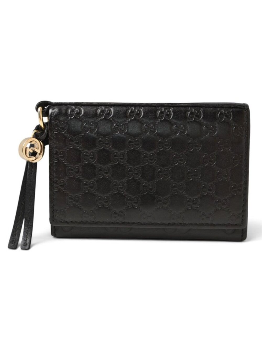 Gucci Card Case Coin Purse Mini Wallet Micro Guccissima Leather Black